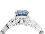 White gold Fancy Blue Radiant Cut Diamond Solitaire Celtic Knot Ring with Four-Prong Setting_110