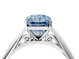 White gold Fancy Blue Radiant Cut Diamond Solitaire Engagement Ring with Cathedral Setting and Four-Prong Mount_106