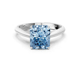 White gold Fancy Blue Radiant Cut Diamond Solitaire Engagement Ring with Cathedral Setting and Four-Prong Mount_180