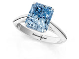 White gold Fancy Blue Radiant Cut Diamond Solitaire Engagement Ring with Cathedral Setting and Four-Prong Mount_182
