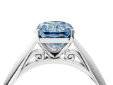 White gold Fancy Blue Radiant Cut Diamond Solitaire Engagement Ring with Cathedral Setting and Four-Prong Mount_184