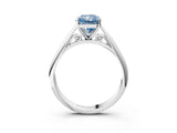 White gold Fancy Blue Radiant Cut Diamond Solitaire Engagement Ring with Cathedral Setting and Four-Prong Mount_184