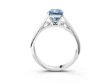 White gold Fancy Blue Radiant Cut Diamond Solitaire Engagement Ring with Cathedral Setting and Four-Prong Mount_45