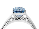 White gold Fancy Blue Radiant Cut Diamond Solitaire Engagement Ring with Cathedral Setting and Four-Prong Mount_46