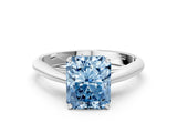 White gold Fancy Blue Radiant Cut Diamond Solitaire Engagement Ring with Cathedral Setting and Four-Prong Mount_49