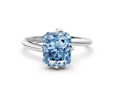 White gold Fancy Blue Radiant Cut Diamond Solitaire Engagement Ring with Four-Prong Setting and Classic Band_20