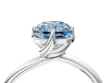 White gold Fancy Blue Radiant Cut Diamond Solitaire Engagement Ring with Four-Prong Setting and Classic Band_24