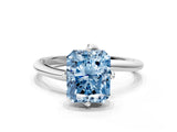 White gold Fancy Blue Radiant Cut Diamond Solitaire Engagement Ring with Four-Prong Setting and Classic Band_32