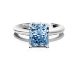 White gold Fancy Blue Radiant Cut Diamond Solitaire Engagement Ring with Round Band and Four-Prong Setting_179