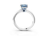 White gold Fancy Blue Radiant Cut Diamond Solitaire Engagement Ring with Round Band and Four-Prong Setting_182