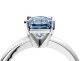 White gold Fancy Blue Radiant Cut Diamond Solitaire Engagement Ring with Round Band and Four-Prong Setting_183
