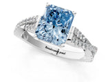 White gold Fancy Blue Radiant Cut Diamond Solitaire Engagement Ring with Twisted Pavé Band and Four-Prong Setting_93