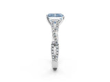 White gold Fancy Blue Radiant Cut Diamond Solitaire Engagement Ring with Twisted Pavé Band and Four-Prong Setting_94