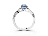 White gold Fancy Blue Radiant Cut Diamond Solitaire Engagement Ring with Twisted Pavé Band and Four-Prong Setting_95