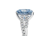 White gold Fancy Blue Radiant Cut Diamond Solitaire Engagement Ring with Twisted Pavé Band and Four-Prong Setting_97