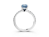 White gold Fancy Blue Radiant Cut Diamond Solitaire Pavé Engagement Ring with Round Band and Prong Setting_53