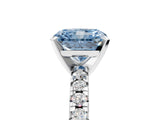 White gold Fancy Blue Radiant Cut Diamond Solitaire Pavé Engagement Ring with Round Band and Prong Setting_55