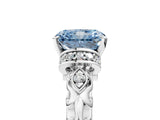 White gold Fancy Blue Radiant Cut Diamond Solitaire Ring with Filigree Band and Four-Prong Setting_101