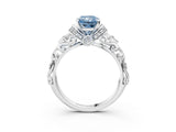 White gold Fancy Blue Radiant Cut Diamond Solitaire Ring with Filigree Band and Four-Prong Setting_98