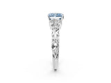 White gold Fancy Blue Radiant Cut Diamond Solitaire Ring with Filigree Band and Four-Prong Setting_98