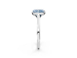 White gold Fancy Blue Radiant Cut Diamond Solitaire Ring with Flower Prong Setting and Classic Band_2