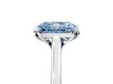 White gold Fancy Blue Radiant Cut Diamond Solitaire Ring with Flower Prong Setting and Classic Band_20