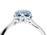White gold Fancy Blue Radiant Cut Diamond Solitaire Ring with Flower Prong Setting and Classic Band_4