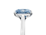 White gold Fancy Blue Radiant Cut Diamond Solitaire Ring with Flower Prong Setting and Classic Band_5