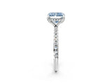 White gold Fancy Blue Radiant Cut Diamond Solitaire Ring with Four-Prong Setting and Pavé Band_5
