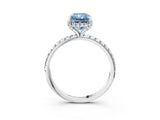 White gold Fancy Blue Radiant Cut Diamond Solitaire Ring with Four-Prong Setting and Pavé Band_6