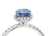 White gold Fancy Blue Radiant Cut Diamond Solitaire Ring with Four-Prong Setting and Pavé Band_7