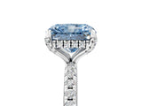 White gold Fancy Blue Radiant Cut Diamond Solitaire Ring with Four-Prong Setting and Pavé Band_8