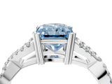 White gold Fancy Blue Radiant Cut Diamond Solitaire Ring with Four-Prong Setting and Twisted Pavé Band_52