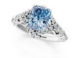 White gold Fancy Blue Radiant Cut Diamond Solitaire Ring with Hidden Halo and Pavé Band_40
