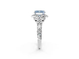 White gold Fancy Blue Radiant Cut Diamond Solitaire Ring with Hidden Halo and Pavé Band_41