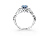 White gold Fancy Blue Radiant Cut Diamond Solitaire Ring with Hidden Halo and Pavé Band_42