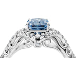 White gold Fancy Blue Radiant Cut Diamond Solitaire Ring with Hidden Halo and Pavé Band_43