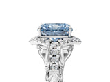 White gold Fancy Blue Radiant Cut Diamond Solitaire Ring with Hidden Halo and Pavé Band_44