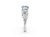 White gold Fancy Blue Radiant Cut Diamond Solitaire Ring with Milgrain Pavé Band and Four-Prong Setting_232