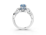 White gold Fancy Blue Radiant Cut Diamond Solitaire Ring with Milgrain Pavé Band and Four-Prong Setting_233