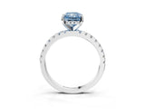 White gold Fancy Blue Radiant Cut Diamond Solitaire Ring with Pavé Band and Four-Prong Setting_67
