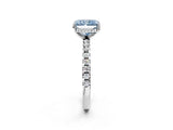 White gold Fancy Blue Radiant Cut Diamond Solitaire Ring with Pavé Band and Four-Prong Setting_70
