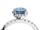 White gold Fancy Blue Radiant Cut Diamond Solitaire Ring with Pavé Band and Four-Prong Setting_72