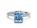 White gold Fancy Blue Radiant Cut Diamond Solitaire Ring with Pavé Band and Hidden Halo_32