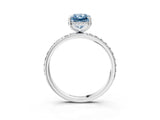 White gold Fancy Blue Radiant Cut Diamond Solitaire Ring with Pavé Band and Hidden Halo_35