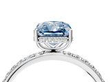 White gold Fancy Blue Radiant Cut Diamond Solitaire Ring with Pavé Band and Hidden Halo_36