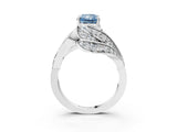 White gold Fancy Blue Radiant Cut Diamond Solitaire Ring with Prong Setting and Twisted Pavé Band_27