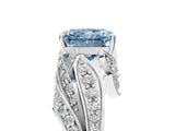 White gold Fancy Blue Radiant Cut Diamond Solitaire Ring with Prong Setting and Twisted Pavé Band_29