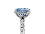White gold Fancy Blue Radiant Cut Diamond Solitaire Ring with Round  Pavé Band and Four-Prong Setting_65