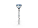 White gold Fancy Blue Radiant Cut Diamond Solitaire Ring with Round  Pavé Band and Prong Setting_182
